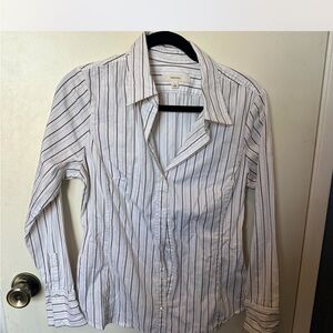 Merona Cream and Brown Striped Shirt